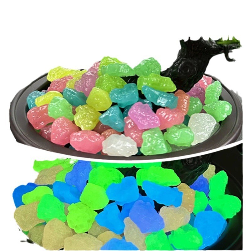 50db világító szimulált fluoreszkáló sziklakert dekorációs kavics sétányhoz, növényekhez és palackdíszekhez