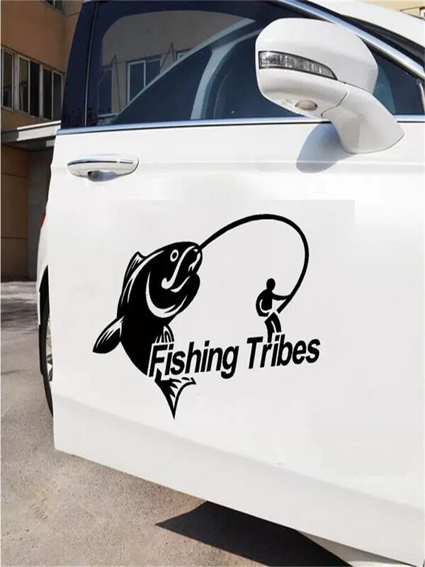 Horgászat horgászládával horgász horgász Törzs Angol autódísz matricák Személyiség kreatív fényvisszaverő vízálló autó sti