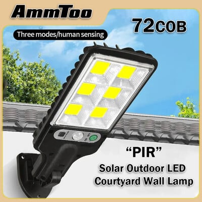 AmmToo 72COB Saules āra LED pagalma sienas lampa Cilvēka ķermeņa indukcijas dārza terase garāžas durvju ielas lampa 616B