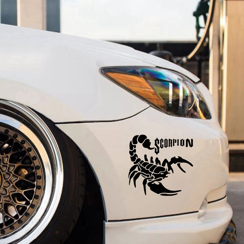 CS-1311#15*14,2cm Scorpion vicces vízálló autómatrica vinil matrica fehér/fekete autós autómatricák stílusához