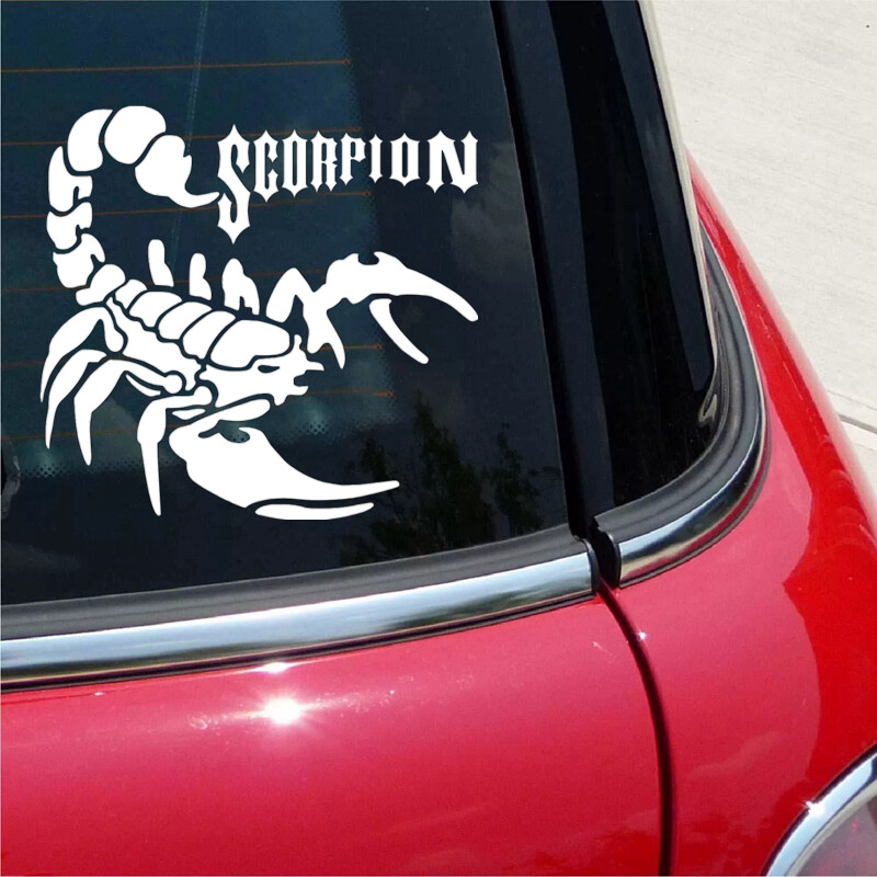 CS-1311#15*14,2cm Scorpion vicces vízálló autómatrica vinil matrica fehér/fekete autós autómatricák stílusához
