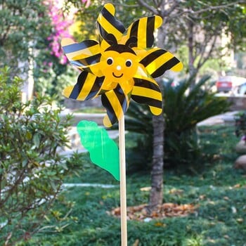 Ξύλινη μέλισσα σκαθάρι Ανεμόμυλος Wind Spinner Pinwheels Σπίτι Κήπος Διακόσμηση αυλής Παιδικά παιχνίδια E7CB