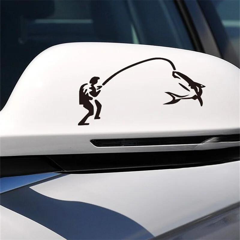 Visszapillantó tükör Visszapillantó tükör Autómatricák Személyre szabott kreatív autómatricák Horgász horgászat fényvisszaverő huzat karcok dekoráció