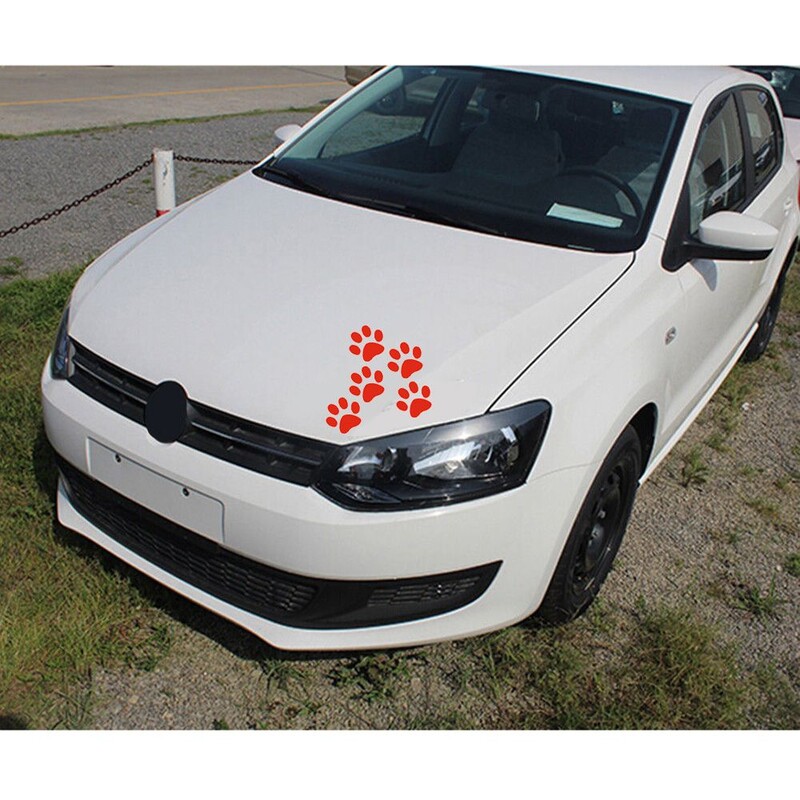 4 gab. Automašīnas uzlīme Smieklīga, jauka suņa ķepa uzlīme pēdu nospiedumiem pēdu nospiedumu uzlīme Dzīvnieku uzlīmes Vinila motociklu auto dekorācijas uzlīme