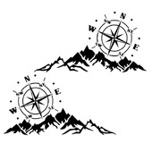 Kalni, Kompasa Navigācija Izgriezta vinila uzlīme Automašīnas Ūdensnecaurlaidīga Auto Dekori Auto Virsbūves Bufera Aizmugurējā Logā #S51868