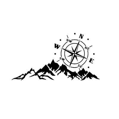 Kalni, Kompasa Navigācija Izgriezta vinila uzlīme Automašīnas Ūdensnecaurlaidīga Auto Dekori Auto Virsbūves Bufera Aizmugurējā Logā #S51868
