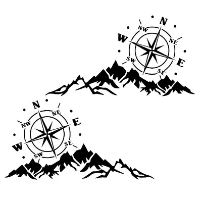 Kalni, Kompasa Navigācija Izgriezta vinila uzlīme Automašīnas Ūdensnecaurlaidīga Auto Dekori Auto Virsbūves Bufera Aizmugurējā Logā #S51868