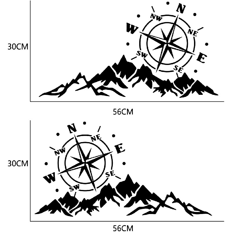 Kalni, Kompasa Navigācija Izgriezta vinila uzlīme Automašīnas Ūdensnecaurlaidīga Auto Dekori Auto Virsbūves Bufera Aizmugurējā Logā #S51868