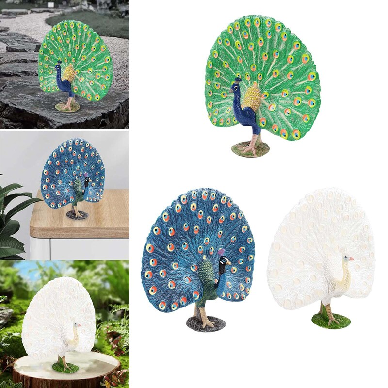 Vadon élő állatfigura oktatási játék Óvodai dekoratív valósághű pávamodell, kézzel festett irodai otthoni dekorációs gyerekeknek