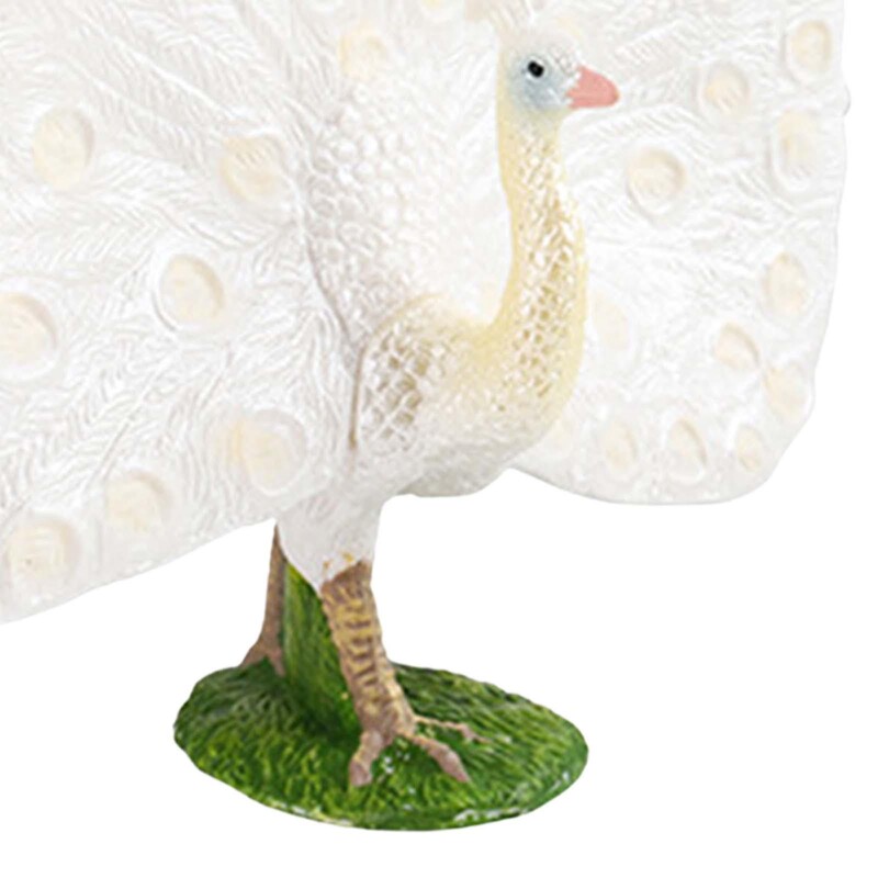 Vadon élő állatfigura oktatási játék Óvodai dekoratív valósághű pávamodell, kézzel festett irodai otthoni dekorációs gyerekeknek