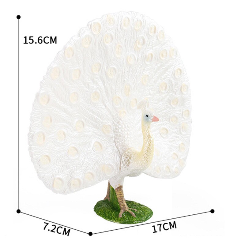 Vadon élő állatfigura oktatási játék Óvodai dekoratív valósághű pávamodell, kézzel festett irodai otthoni dekorációs gyerekeknek