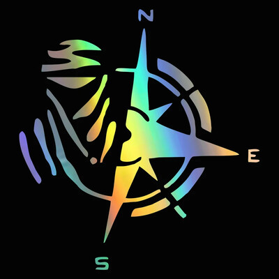 12*13 CM jauka automašīnas uzlīme Radošs dizains, personība, modes kompass, dekorēšanas piederumi, ūdensnecaurlaidīga vāka skrāpējuma uzlīme