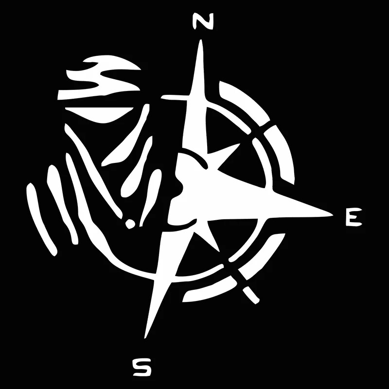 12*13 CM jauka automašīnas uzlīme Radošs dizains, personība, modes kompass, dekorēšanas piederumi, ūdensnecaurlaidīga vāka skrāpējuma uzlīme