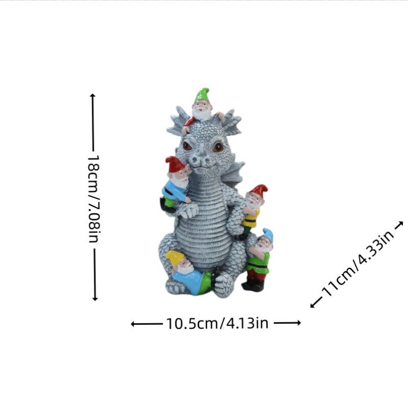 1db, Dinosaur Gnome Vicces kerti szobor, kültéri gyanta szobor udvari pázsit díszítés, kertészeti ajándék