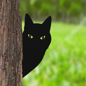 1 gab Kaķa skulptūra Dāvanas Zālāja Ornaments Melns Metāls Lūrīgs Kaķis Kaķis Pagalms Skulptūra Dzelzs Māksla Siluets Dārza Noformējums