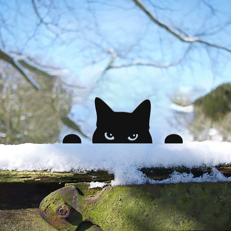 1db Macska Szobor Ajándékok Pázsit Dísz Fekete Fém Kukucskáló Macska Macska Udvar Szobor Vas Művészet Sziluett Kerti Dekoráció