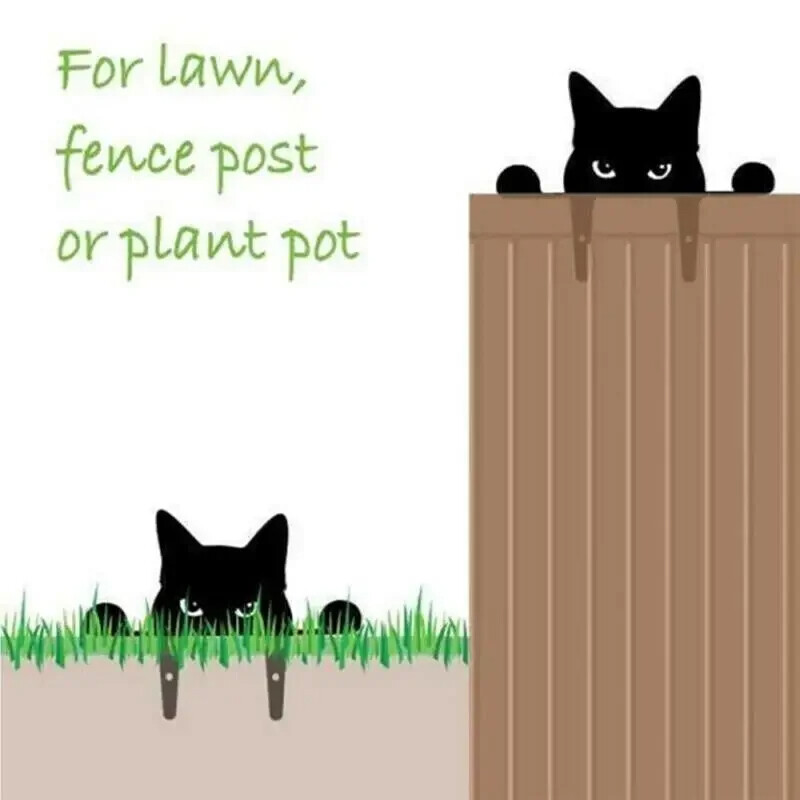 1db Macska Szobor Ajándékok Pázsit Dísz Fekete Fém Kukucskáló Macska Macska Udvar Szobor Vas Művészet Sziluett Kerti Dekoráció