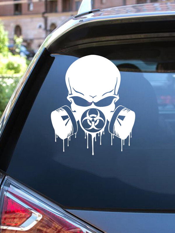 CS31192# Vágott vinil matrica koponya a légzőkészülékben Autómatrica Vízálló autódíszek az autó karosszéria lökhárítójának hátsó ablakán