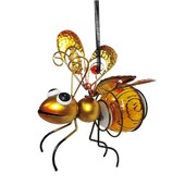 Saules dzelzs kukaiņu statuja ar LED Fairy Light āra ūdensnecaurlaidīgu piekārtu koka ornamentu žogam pagalma pagalma dārza mākslas dekoram