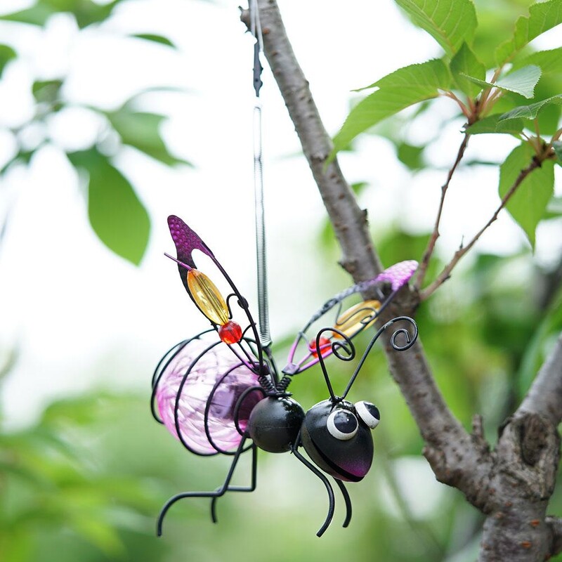 Solarni željezni kip insekata s LED bajkovitim svjetlom Vanjski vodootporan viseći ukras za stablo za ogradu, dvorište, vrt, umjetnički dekor