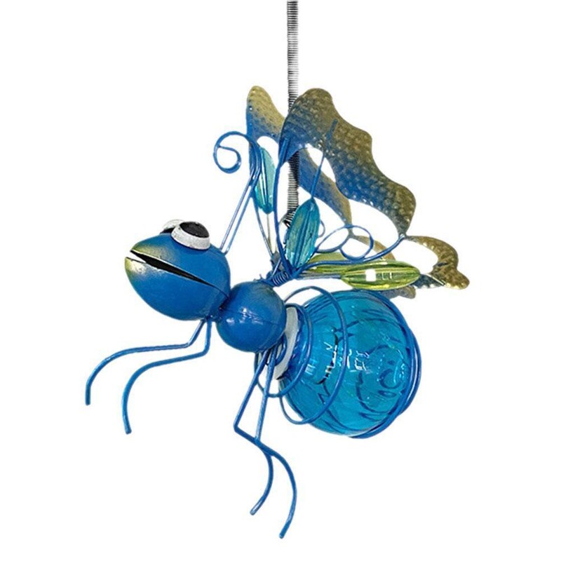 Solarni željezni kip insekata s LED bajkovitim svjetlom Vanjski vodootporan viseći ukras za stablo za ogradu, dvorište, vrt, umjetnički dekor