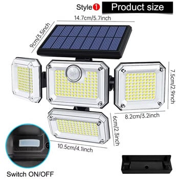 Solar Outdoor Light 122/333 LED Solar Security Flood Light με 3 λειτουργίες Ρυθμιζόμενος φωτισμός Φωτιστικό δρόμου για Garage Garden Patio