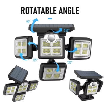 Solar Outdoor Light 122/333 LED Solar Security Flood Light με 3 λειτουργίες Ρυθμιζόμενος φωτισμός Φωτιστικό δρόμου για Garage Garden Patio