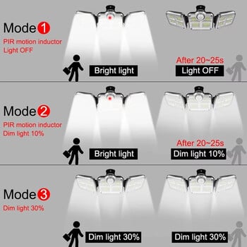 Solar Outdoor Light 122/333 LED Solar Security Flood Light με 3 λειτουργίες Ρυθμιζόμενος φωτισμός Φωτιστικό δρόμου για Garage Garden Patio