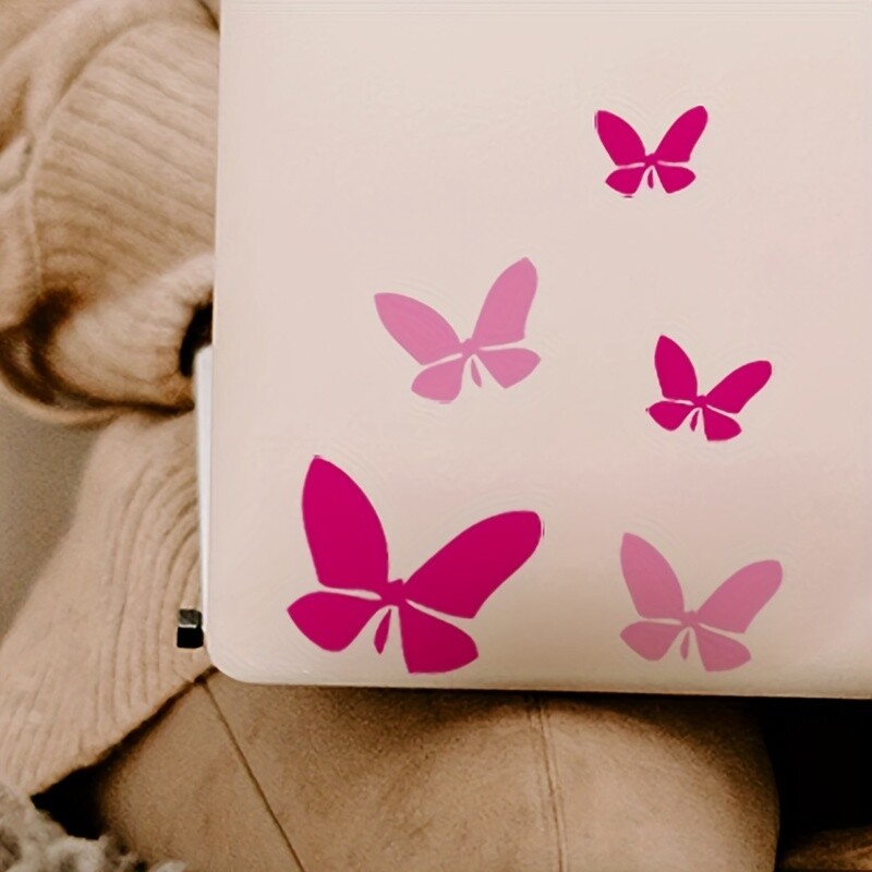Modne nove ružičaste i žarko ružičaste 5x leptir vinilne naljepnice za automobile, naljepnice za ukrašavanje prozora automobila za djevojčice