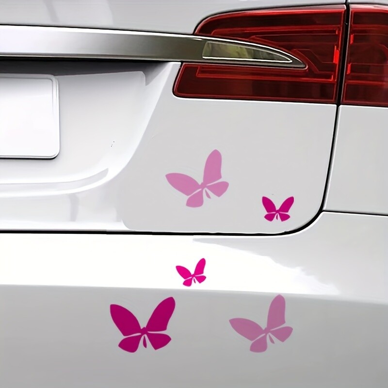 Modne nove ružičaste i žarko ružičaste 5x leptir vinilne naljepnice za automobile, naljepnice za ukrašavanje prozora automobila za djevojčice