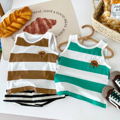 Korėjiečių vaikų vasaros dryžuota liemenė be rankovių berniukams, mergaitėms, išpardavimas, pinigai negrąžinami