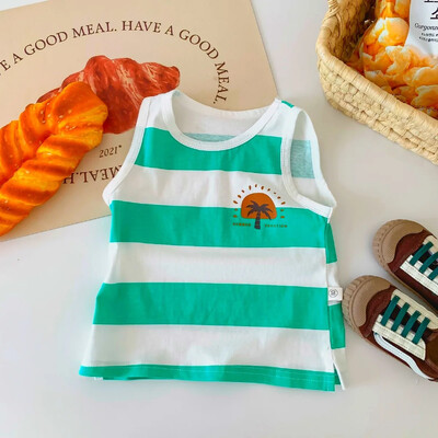 Korėjiečių vaikų vasaros dryžuota liemenė be rankovių berniukams, mergaitėms, išpardavimas, pinigai negrąžinami