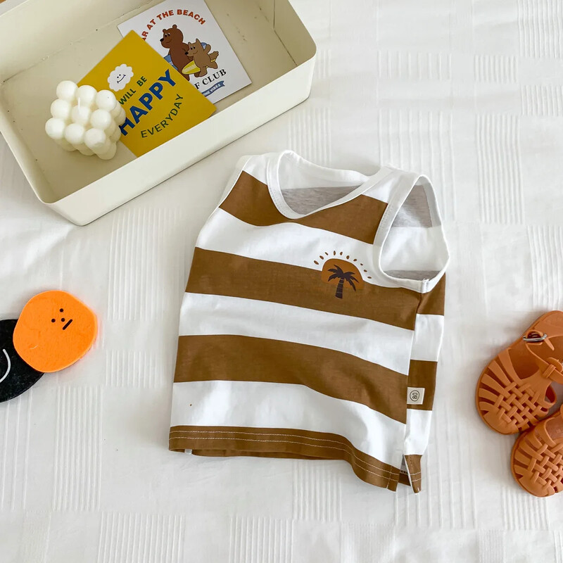 Korėjiečių vaikų vasaros dryžuota liemenė be rankovių berniukams, mergaitėms, išpardavimas, pinigai negrąžinami