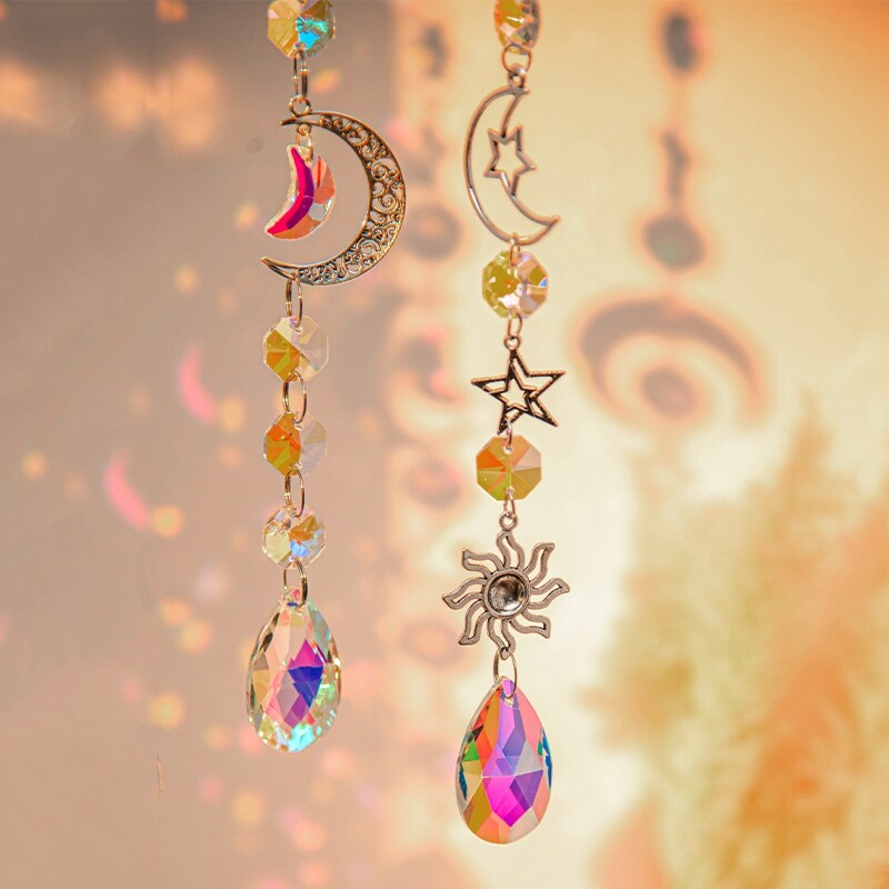 Piekaramie vēja zvani kristāla saules ķērējs dārza piekarināms kulons āra mājas rotājums Mēness ķērējs kulons vēja mūzikas zvans