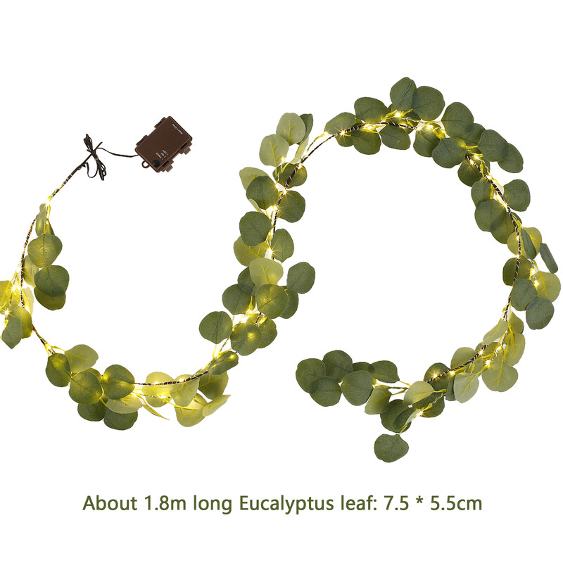 Megvilágított olívafüzér időzítővel 5,9 láb 100 LED-es elemmel működő mesterséges szőlőfüzér fénylevél füzér szőlőfüzér fényes fali parti