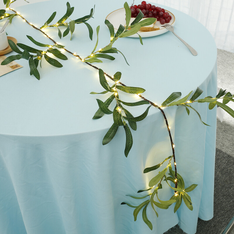 Megvilágított olívafüzér időzítővel 5,9 láb 100 LED-es elemmel működő mesterséges szőlőfüzér fénylevél füzér szőlőfüzér fényes fali parti