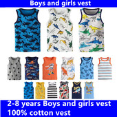 3 vnt berniukų ir mergaičių Vasariniai vaikų viršutiniai drabužiai Drabužiai, be rankovių, kvėpuojanti medvilnė, vaikų marškinėliai, liemenė, viršutinė audinio dalis, animacinis filmas 2–8 m.