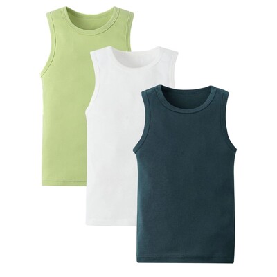 3 vnt berniukų ir mergaičių Vasariniai vaikų viršutiniai drabužiai Drabužiai, be rankovių, kvėpuojanti medvilnė, vaikų marškinėliai, liemenė, viršutinė audinio dalis, animacinis filmas 2–8 m.