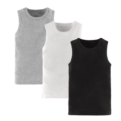 3 vnt berniukų ir mergaičių Vasariniai vaikų viršutiniai drabužiai Drabužiai, be rankovių, kvėpuojanti medvilnė, vaikų marškinėliai, liemenė, viršutinė audinio dalis, animacinis filmas 2–8 m.