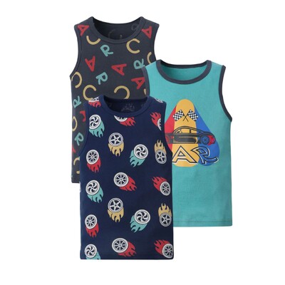 3 vnt berniukų ir mergaičių Vasariniai vaikų viršutiniai drabužiai Drabužiai, be rankovių, kvėpuojanti medvilnė, vaikų marškinėliai, liemenė, viršutinė audinio dalis, animacinis filmas 2–8 m.
