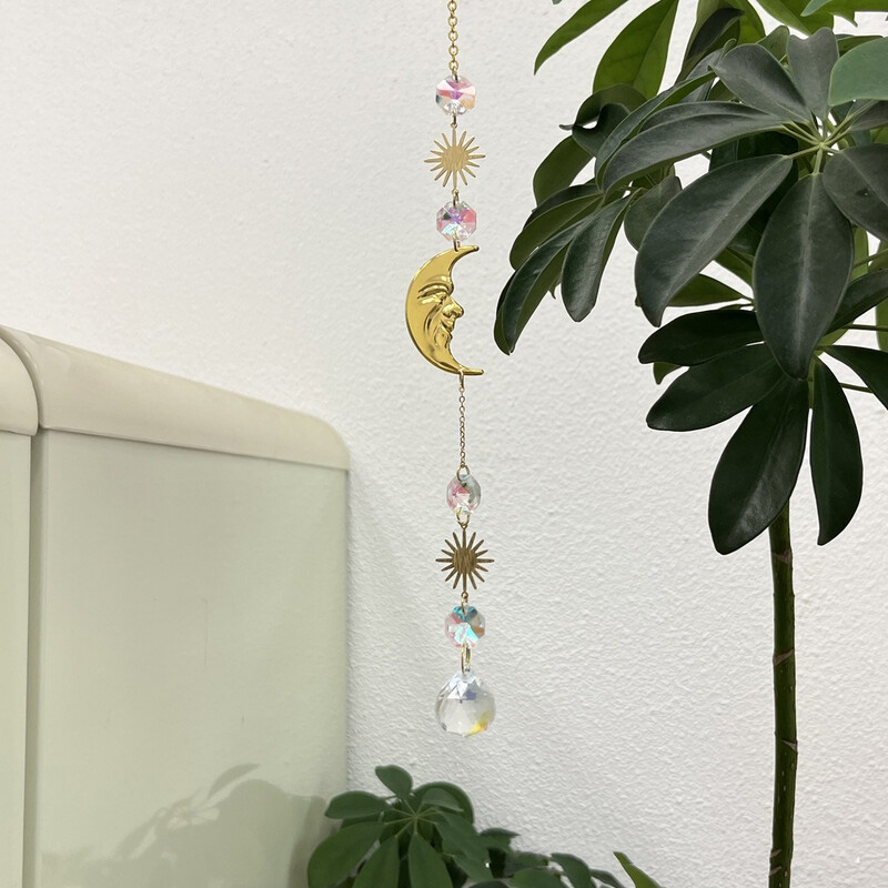 Kristalni privjesak Viseći hvatač sunca Viseći dekor od vitraja Hvatač sunčeve svjetlosti Balkon Dvorište Mjesec Sunce Kristalno zvono vjetra