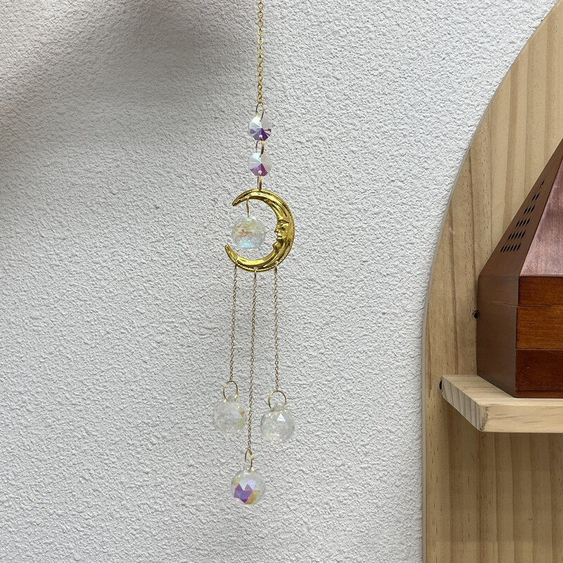 Kristalni privjesak Viseći hvatač sunca Viseći dekor od vitraja Hvatač sunčeve svjetlosti Balkon Dvorište Mjesec Sunce Kristalno zvono vjetra