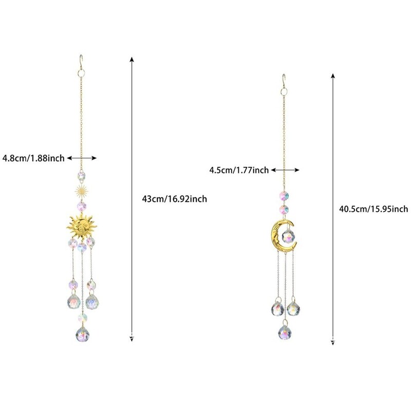 Kristalni privjesak Viseći hvatač sunca Viseći dekor od vitraja Hvatač sunčeve svjetlosti Balkon Dvorište Mjesec Sunce Kristalno zvono vjetra