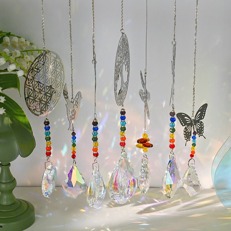 Kristalna zvona za vjetar Duga Hvatač sunca Vanjska zvona za vjetar Kućni vrt Viseći ukrasi Ukrasi zidnog dvorišta Zvona za glazbu vjetra