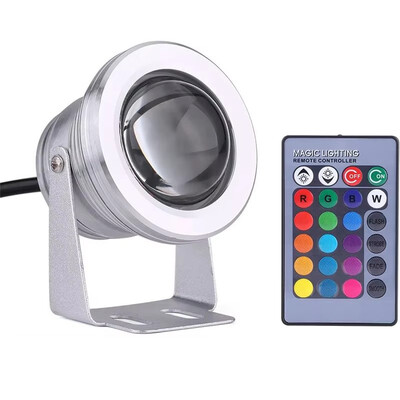 10W RGB LED tvenkinio baseinas Lempa Neperšlampama IP67 12V 24V LED RGB povandeninio apšvietimo fontano šviesa 16 spalvų + 24 klavišų IR nuotolinio valdymo pultelis