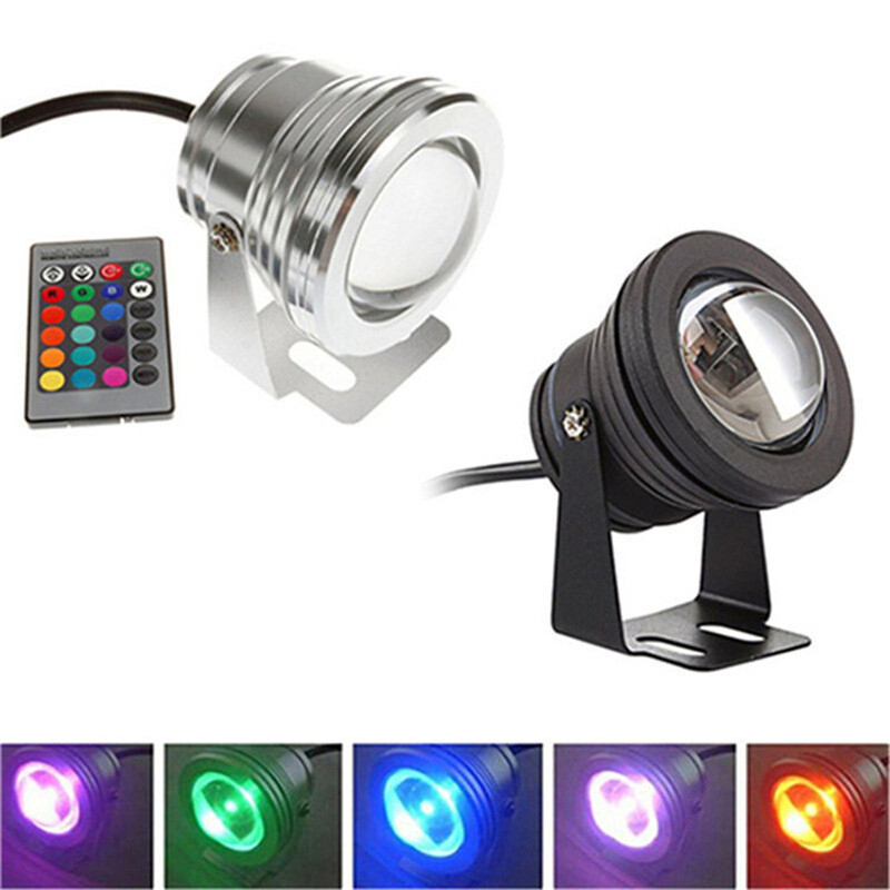 10W RGB LED tó medence Lámpa Vízálló IP67 12V 24V LED RGB Víz alatti Fény Szökőkút világítás 16 szín + 24 gombos IR távirányító