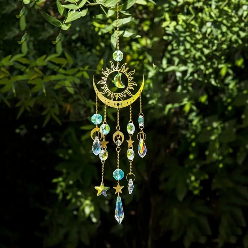 New Star Moon Sun Catcher Šareni balkonski privjesak Hvatač sunčeve svjetlosti Viseći dekor Dream Catcher Vanjski