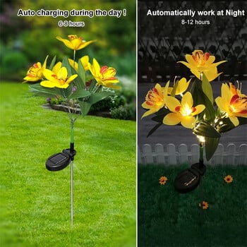 Solar LED Orchid Lights Landscape Lamp Αδιάβροχο φωτιστικό γκαζόν εξωτερικού χώρου για Χριστουγεννιάτικη Χριστουγεννιάτικη Διακόσμηση Κήπου Διάδρομος Villa