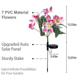 Solar LED Orchid Lights Landscape Lamp Αδιάβροχο φωτιστικό γκαζόν εξωτερικού χώρου για Χριστουγεννιάτικη Χριστουγεννιάτικη Διακόσμηση Κήπου Διάδρομος Villa