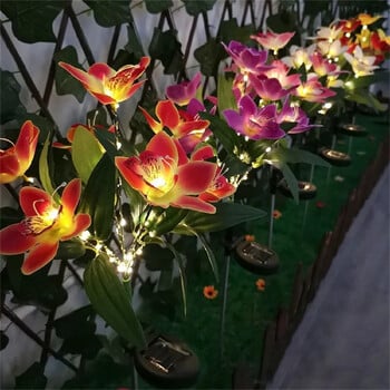 Solar LED Orchid Lights Landscape Lamp Αδιάβροχο φωτιστικό γκαζόν εξωτερικού χώρου για Χριστουγεννιάτικη Χριστουγεννιάτικη Διακόσμηση Κήπου Διάδρομος Villa